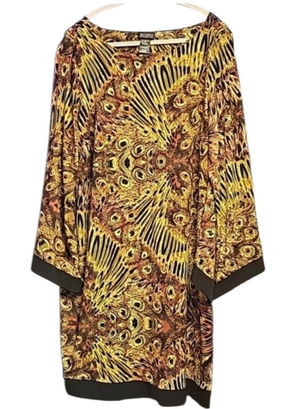 92 Boho peacock print dress EUC 🦚